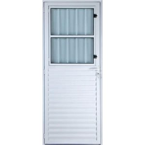 Porta de Alumínio Social Postigo Cor Branco 210 x 100 Direita Vidro Mini Boreal Linha All Soft