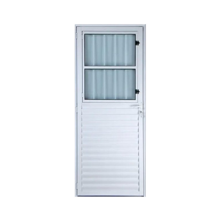 Porta de Alumínio Social Postigo Cor Branco 210 x 100 Direita Vidro Mini Boreal Linha All Soft Porta de Alumínio Social Postigo Cor Branco 210 x 100 Direita Vidro Mini Boreal Linha All Soft