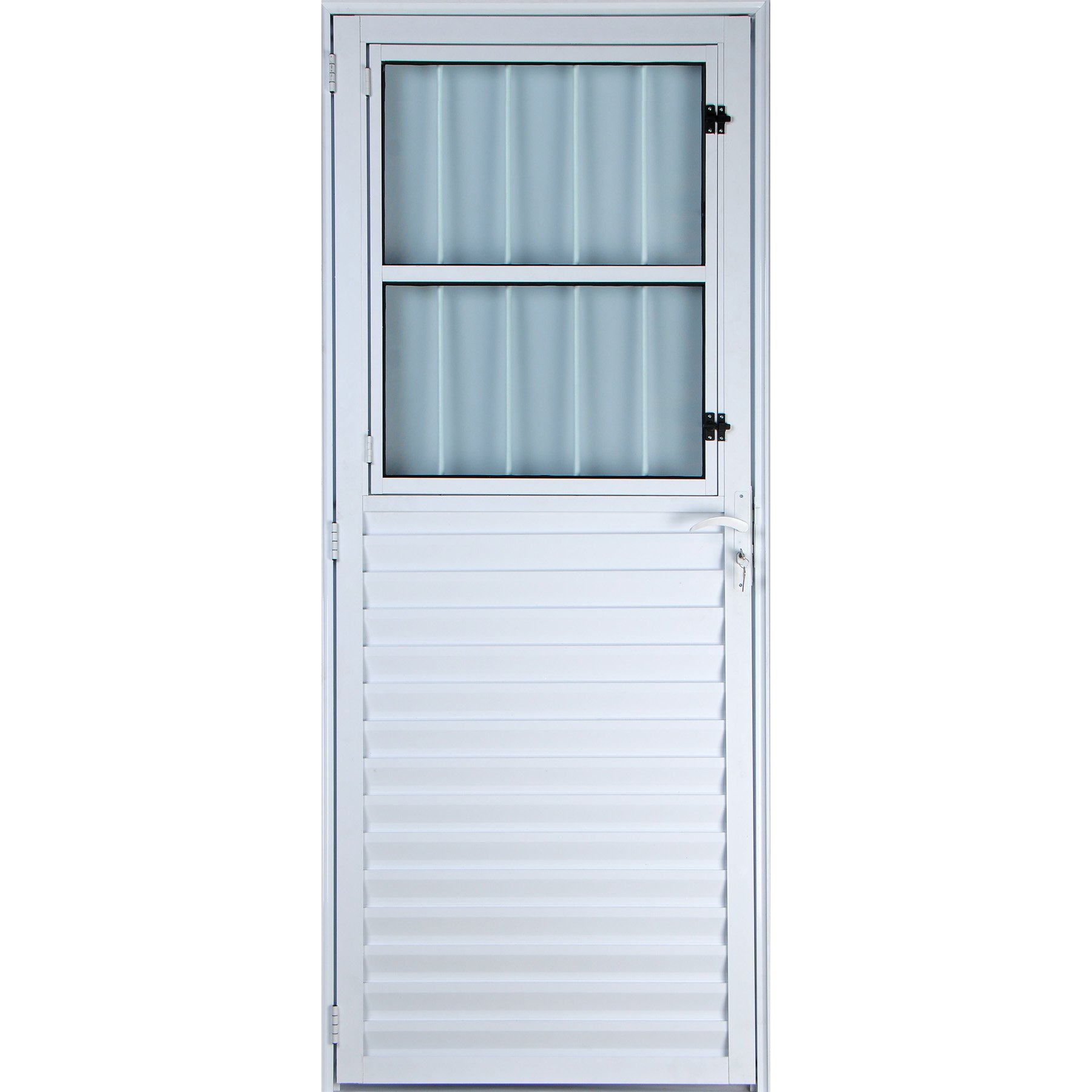 Porta de Aluminio Postigo 210 x 90 Direita Cor Branco Linha All Modular
