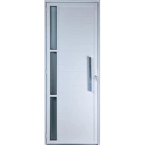 Porta de Alumínio Lambril com Visor e Puxador Cor Branco 210 x 100 Esquerda Linha All Soft
