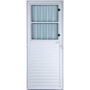 Porta de Alumínio Social Postigo Cor Branco 210 x 70 Direita Vidro Mini Boreal Linha All Soft
