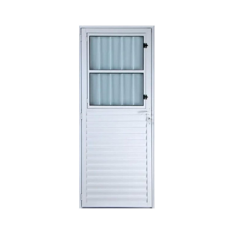 Porta de Alumínio Social Postigo Cor Branco 210 x 70 Direita Vidro Mini Boreal Linha All Soft Porta de Alumínio Social Postigo Cor Branco 210 x 70 Direita Vidro Mini Boreal Linha All Soft
