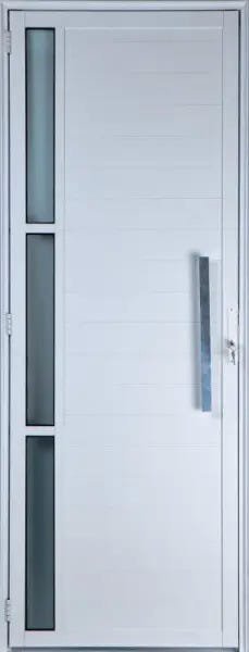 Porta de Alumínio Lambril com Visor e Puxador Cor Branco 210 x 80 Esquerda Linha All Soft - 1