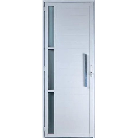 Porta de Alumínio Lambril com Visor e Puxador Cor Branco 210 x 80 Esquerda Linha All Soft