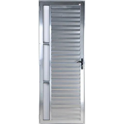 Porta de Alumínio Palheta com Visor 210 x 100 Direita Linha All Soft Cor Brilhante