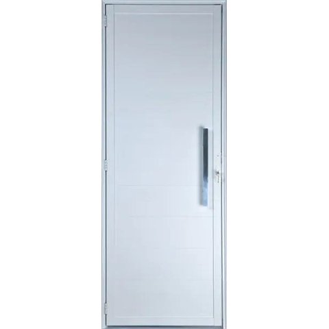 Porta De Alumínio Lambril Com Puxador Cor Branco 2,10 X 1,00 Esquerda Linha All Soft