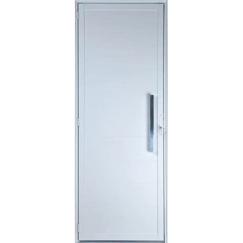 Porta de Alumínio Lambril com Puxador Cor Branco 210 x 80 Esquerda Linha All Soft