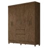 Guarda Roupa Casal New Cuba 6 Portas e 2 Gavetas Castanho Wood Moval Castanho Wood - 1