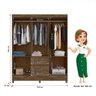Guarda Roupa Casal New Cuba 6 Portas e 2 Gavetas Castanho Wood Moval Castanho Wood - 4