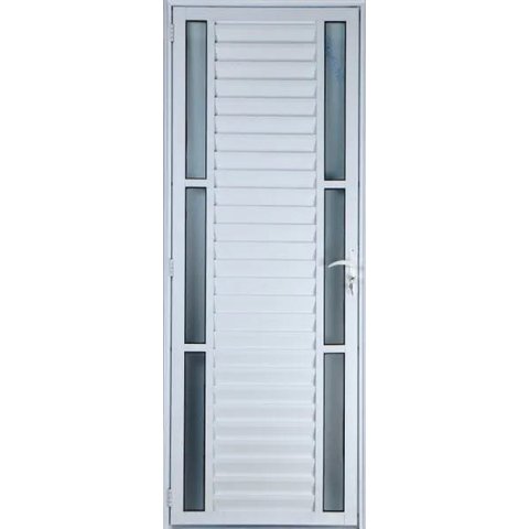 Porta de Alumínio Palheta com Visor Duplo 210 x 100 Esquerda Linha All Soft Cor Branco