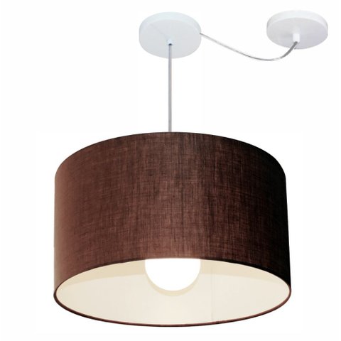 Lustre Pendente Cilíndrico Com Desvio de Centro Vivare Md-4231 Cúpula em Tecido 50x30cm - Bivolt - C