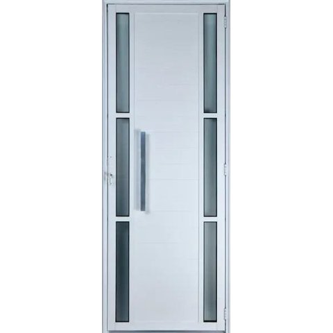 Porta de Alumínio Lambril com Visor Duplo com Puxador Cor Branco 210 x 90 Esquerda Linha All