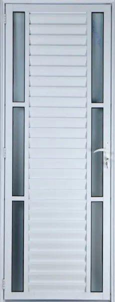 Porta de Alumínio Palheta com Visor Duplo 210 x 80 Esquerda Linha All Soft Cor Branco - 1