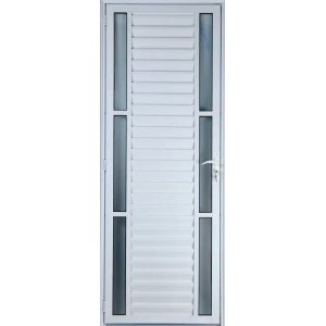 Porta de Alumínio Palheta com Visor Duplo 210 x 80 Esquerda Linha All Soft Cor Branco