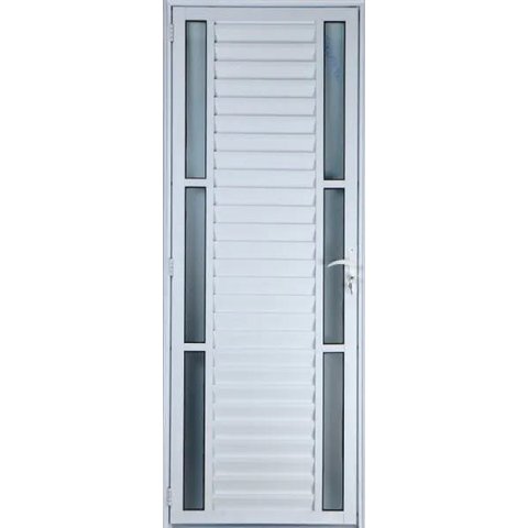 Porta de Alumínio Palheta com Visor Duplo 210 x 80 Esquerda Linha All Soft Cor Branco