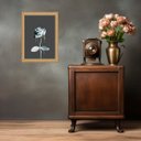 Ver imagem 2 de Quadro Moldura Dourada Flor Tinta Azul 33x24cm:com Acetato