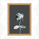 Ver imagem 1 de Quadro Moldura Dourada Flor Tinta Azul 33x24cm:com Acetato