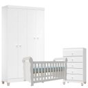Ver imagem 1 de Quarto de Bebê 4 Portas com Gaveteiro Ternura Baby e Berço Lara Branco Brilho - Incorplac