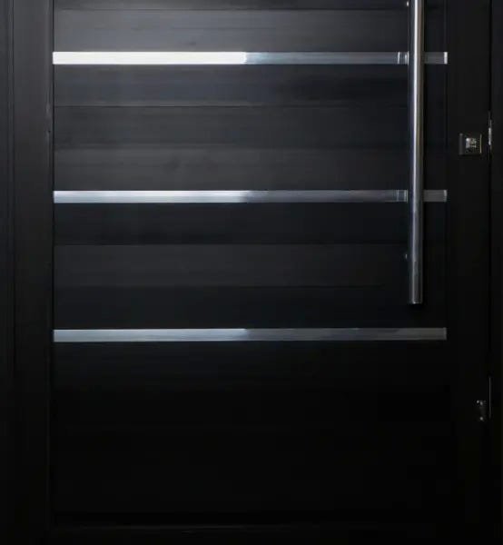 Porta Pivotante de Aluminio Lambril Black Tie 2,20 X 1,20 Com Frisos Puxador e Kit Fechadura - 2