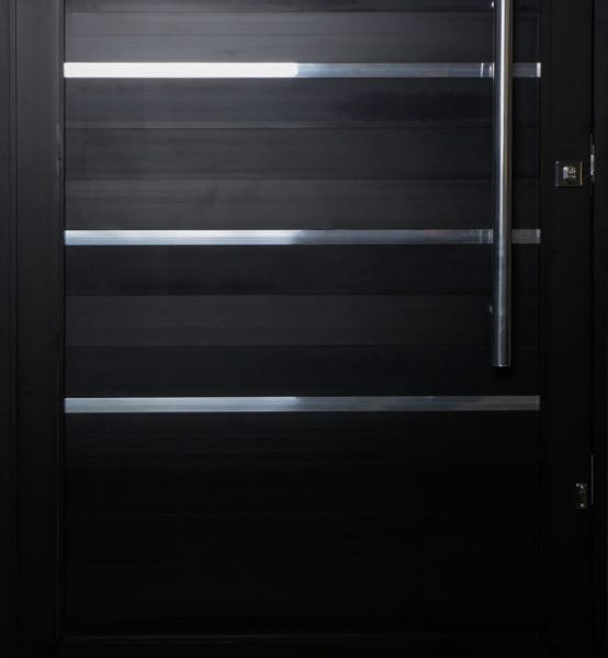 Porta Pivotante de Aluminio Lambril Black Tie 210 x 120 com Frisos Puxador e Kit Fechadura - 2