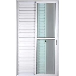 Porta de Alumínio Balcão 3 Folhas Móveis Com Fechadura Anchieta Esquadrias 2,10 x 1,20  - 3