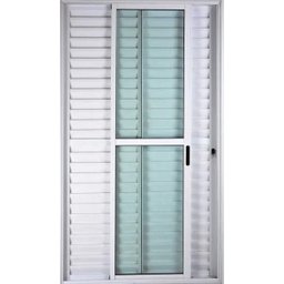 Porta de Alumínio Balcão 3 Folhas Móveis Com Fechadura Anchieta Esquadrias 2,10 x 1,20  - 1
