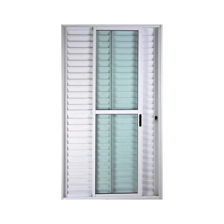 Porta de Alumínio Balcão 3 Folhas Móveis Com Fechadura Anchieta Esquadrias 2,10 x 1,20 