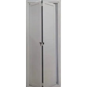 Porta Camarão de Alumínio Branco Lambril 2,10 x 0,80 com Kit Trilho e Puxador Argola Lux Direita