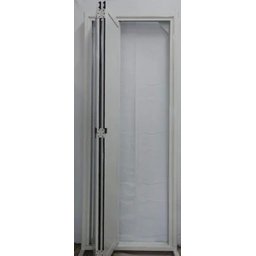 Porta Camarão de Alumínio Branco Lambril 2,10 x 0,80 com Kit Trilho e Puxador Argola Lux Direita - 3