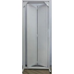 Porta Camarão de Alumínio Branco Lambril 2,10 x 0,80 com Kit Trilho e Puxador Argola Lux Direita - 2