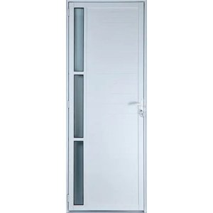 Porta de Alumínio Lambril com Visor Cor Branco 210 x 90 Direita Linha All Soft