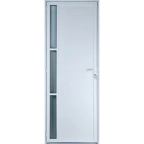 Porta de Aluminio Lambril Visor Lateral Linha Premium:2,10 X 0,80/direita/branco
