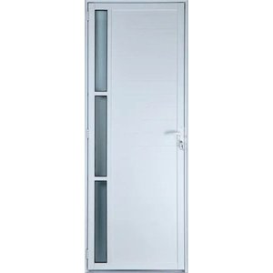 Porta de Alumínio Lambril com Visor Cor Branco 210 x 80 Direita Linha All Soft