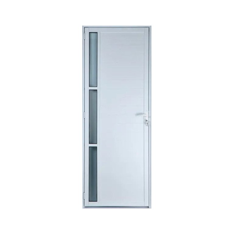 Porta de Alumínio Lambril com Visor Cor Branco 210 x 80 Direita Linha All Soft