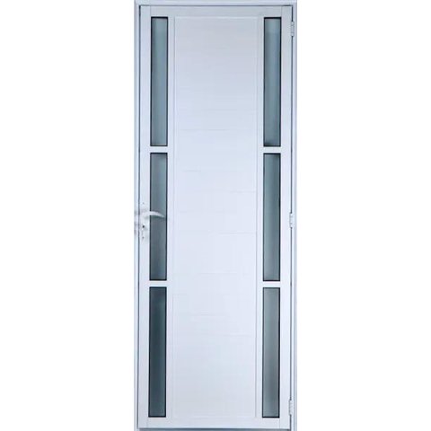 Porta de Alumínio Lambril com Visor Duplo Cor Branco 210 x 100 Direita Linha All Soft