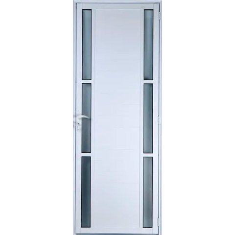 Porta de Alumínio Lambril com Visor Duplo Cor Branco 210 x 90 Direita Linha All Soft