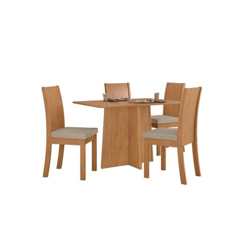 Conjunto Sala de Jantar Mesa Celebrare 120 no Glass com 4 Cadeiras Athenas - Lopas Amendoa Clean -Te