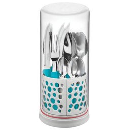 Faqueiro De Aço Inox 27 Pçs Serve Até 6 Pessoas, Inclui Pote Container De Plástico Com Tampa E Aces - 6