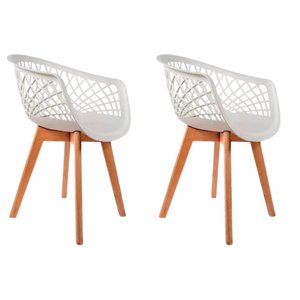 Kit 2 Cadeiras de Jantar Web Pé Wood Modelo Premium Madeira Maciça Original Branco