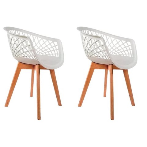Kit 2 Cadeiras de Jantar Web Pé Wood Modelo Premium Madeira Maciça Original Branco