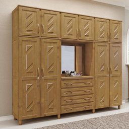 Guarda-roupa 10 Portas 4 Gavetas Capelinha Imbuia Madeira Pinus - Cavazotto - 1