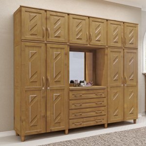 Guarda-roupa 10 Portas 4 Gavetas Capelinha Imbuia Madeira Pinus - Cavazotto
