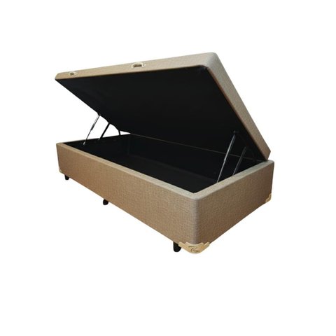 Cama Box Baú Solteirão Blindado Diversas Cores (88x188x42) - Linhão - Turim Bege Escuro