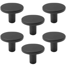 Kit 6 Puxadores Ruiz 191 Ponto Redondos Preto Fosco para Móveis Armários e Gavetas - 1
