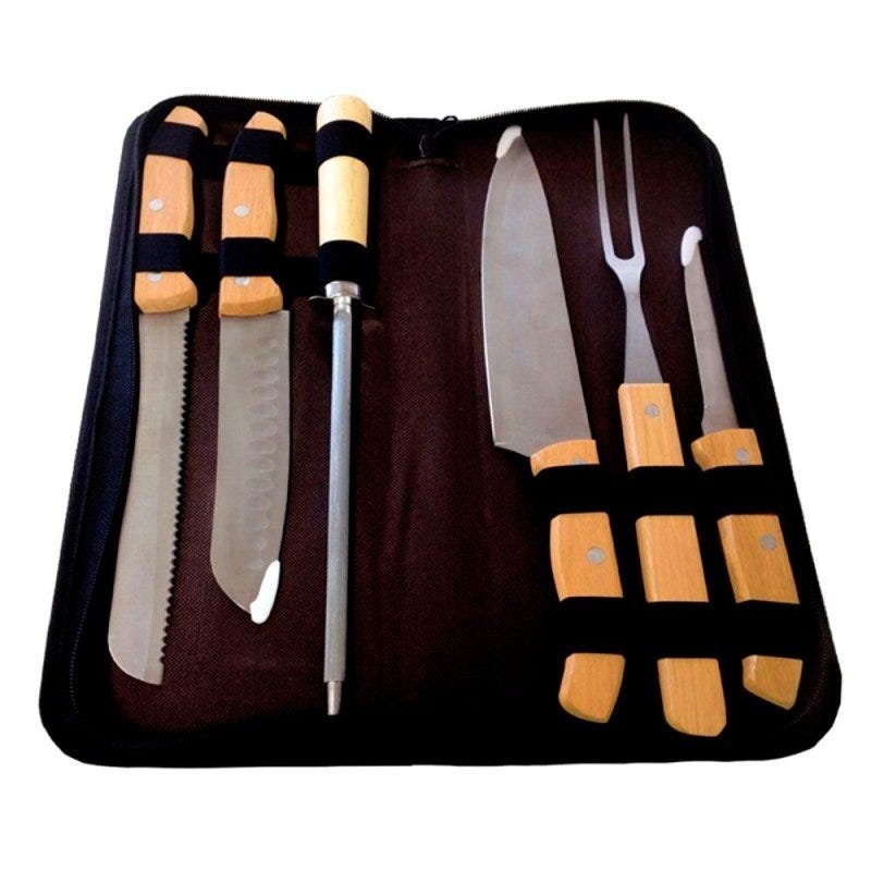 Kit Churrasco Grand Chef 7 Peças Maleta Nylon