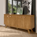 Ver imagem 1 de Aparador Buffet Balcão Sala de Estar 4 Portas 2 Prateleiras Organizador Balcão Preto Marrom