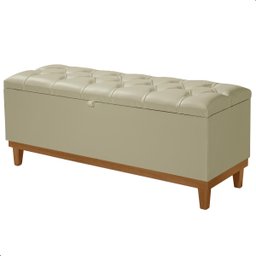 Recamier Baú Dubai Corino Bege Queen 1,50m Estofado Base Madeira - 1