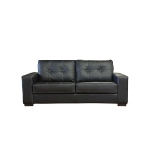 Conjunto Sofá de Couro Punto 3 Lugares Preto Pigmentado - Mempra