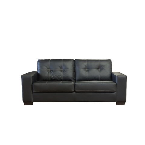 Conjunto Sofá de Couro Punto 3 Lugares Preto Pigmentado - Mempra