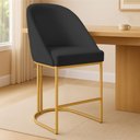 Ver imagem 3 de Kit 02 Banquetas Altas Bela Suede Base Metálica Industrial Dourado - Pallazio Cor:Preto
